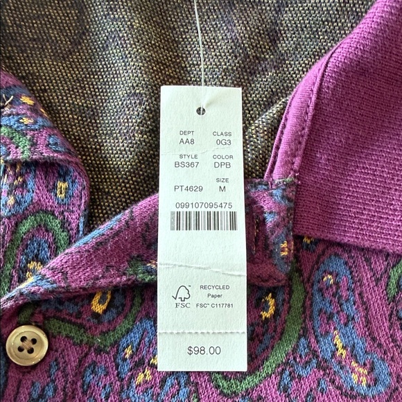 J. Crew Purple Paisley Sweater Polo NWT - Picture 3 of 6